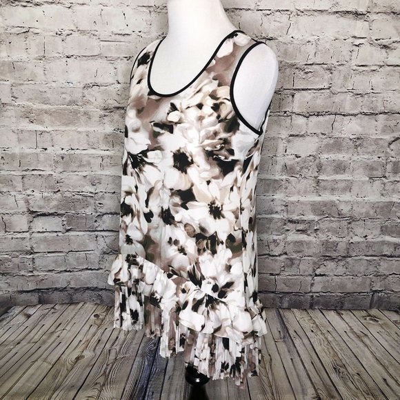 LOGO Lori Goldstein Neutral Printed Crepe Tunic - Picture 5 of 8